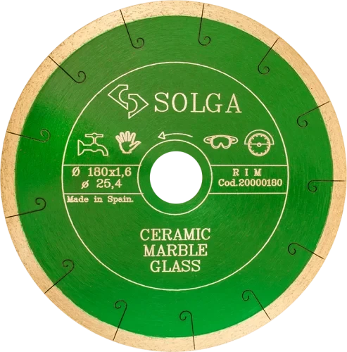 Диск алмазный СОЛГА ДИАМАНТ (Solga Diamant) КЕРАМИКА МРАМОР (CERAMICS MARBLE) сплошной по керамике и мрамору 180х25,4 мм (20000180)