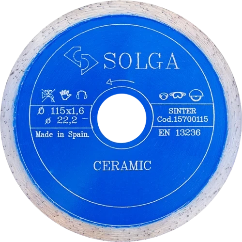 Диск алмазный СОЛГА ДИАМАНТ (Solga Diamant) КЕРАМИКА МРАМОР (CERAMICS MARBLE) сплошной по керамике и мрамору 115х22,23 мм(15700115)